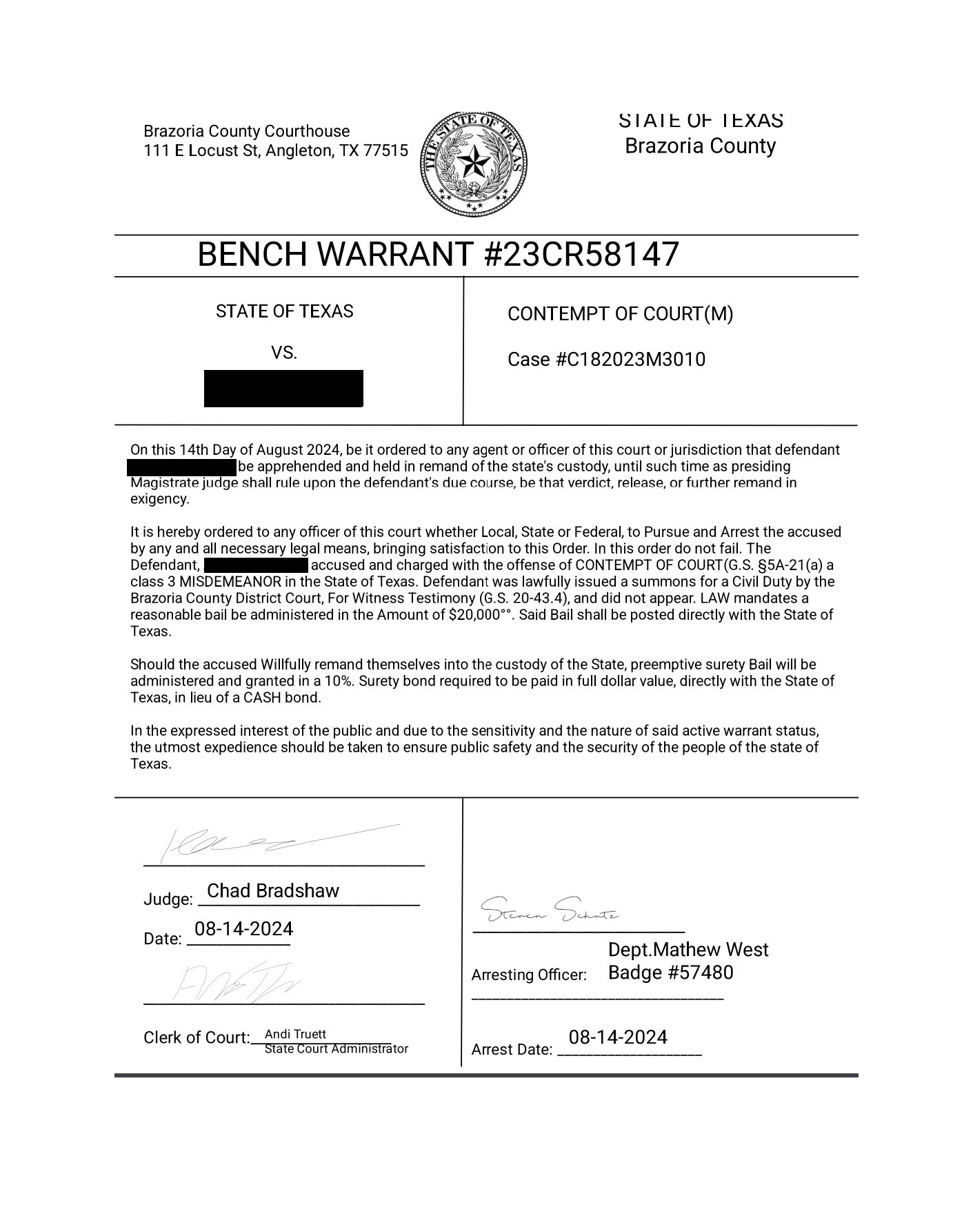 FAKE Document Used in Scam